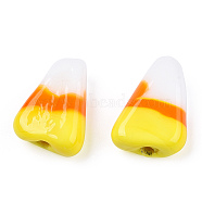 Halloween Handmade Lampwork Beads, Yellow, Orange & White, Candy Corn, 15.5x11x5mm, Hole: 1.8mm(X-LAMP-N024-01)