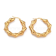 304 Stainless Steel Hoop Earrings, Hypoallergenic Earrings, Bamboo Stick, Real 24K Gold Plated, 37x7mm, Pin: 1mm(EJEW-O096-42G)
