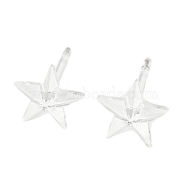 Resin Stud Earring Findings, Star, Clear, 6.5x7mm, Pin: 0.8mm(X1-FIND-H046-11)