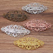 Brass Hair Barrettes, with Iron French Hair Clip Findings, Flower, Antique Bronze, 80x35x10mm(OHAR-PW0001-199AB)