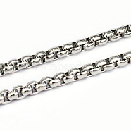 304 Stainless Steel Box Chains, Unwelded, Stainless Steel Color, 3.5mm(CHS-L001-29-3.5mm)
