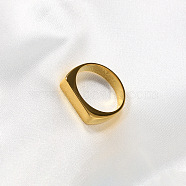 Rectangle Stainless Steel Finger Rings for Men, Golden, US Size 7(17.3mm)(FS-WGDBD74-01)