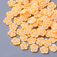 Handmade Polymer Clay Cabochons, Fashion Nail Art Decoration Accessories, Flower, Orange, 5~7x5~7.5x0.5~1mm, about 35000~40000pcs/500g(CLAY-N006-34C)