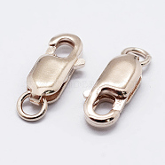 925 Sterling Silver Lobster Claw Clasps, Carved 925, Rose Gold, 10.5mm, Hole: 1mm(X-STER-K167-075A-RG)