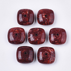 Acrylic Beads, Imitation Gemstone Style, Square, FireBrick, 31~31.5x31~31.5x14~14.5mm, Hole: 3.5~4mm, about 46pcs/500g(OACR-T019-01C)