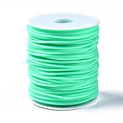 Hollow Pipe PVC Tubular Synthetic Rubber Cord, Wrapped Around White Plastic Spool, Aquamarine, 3mm, Hole: 1.5mm, about 27.34 yards(25m)/roll(RCOR-R007-3mm-16)