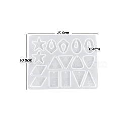 DIY Geometrical Pendants Silicone Molds, Resin Casting Molds, For UV Resin, Epoxy Resin Jewelry Making, White, 136x108x4mm(X1-PW-WG76724-01)