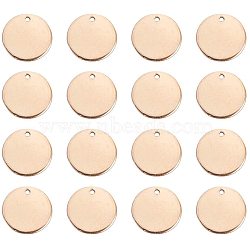 304 Stainless Steel Charms, Stamping Blank Tags, Smooth Surface, Flat Round, Golden, 15x1mm, Hole: 1mm, 30pcs/box(STAS-PH0018-45G)