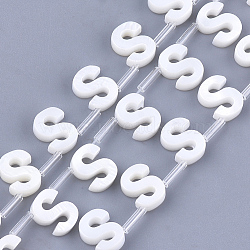 Freshwater Shell Beads, Top Drilled Beads, Letter.S, 10x7x3mm, Hole: 0.8mm(X-SHEL-T012-59S)