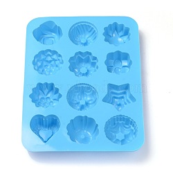 Silicone Molds, Fondant Molds, For DIY Cake Decoration, Chocolate, Candy, UV Resin & Epoxy Resin Jewelry Making, Flower & Heart & Star, Random Single Color or Random Mixed Color, 210x160x24mm(X-AJEW-E027-03)