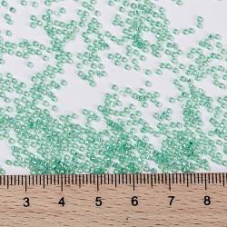 MIYUKI Round Rocailles Beads, Japanese Seed Beads, 15/0, (RR571) Dyed Sea Green Silverlined Alabaster, 15/0, 1.5mm, Hole: 0.7mm, about 27777pcs/50g(SEED-X0056-RR0571)