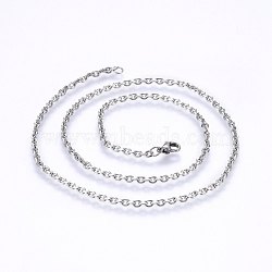 304 Stainless Steel Cable Chain Necklaces, Stainless Steel Color, 17.71 inch(45cm), 1.4mm (NJEW-P226-01P-01)