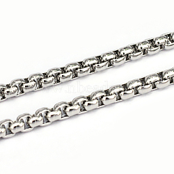 304 Stainless Steel Box Chains, Unwelded, Stainless Steel Color, 3.5mm(CHS-L001-29-3.5mm)