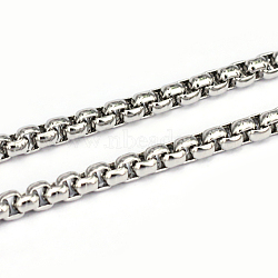 Tarnish Resistant 304 Stainless Steel Box Chains, Unwelded, Stainless Steel Color, 3.5mm(CHS-L001-29-3.5mm)