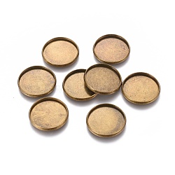 Brass Plain Edge Bezel Cups, Cabochon Settings, Nickel Free, Antique Bronze, 20x2mm, Flat Round Tray: 18mm(KK-L005-A-AB-NF)