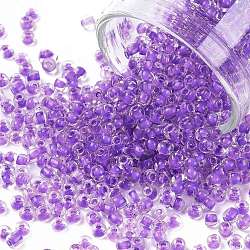 12/0 Glass Seed Beads, Transparent Inside Colours, Round Hole, Round, Blue Violet, 12/0, 2~2.5x1.5~2mm, Hole: 0.8mm, about 30000pcs/bag(SEED-A014-2mm-135B)