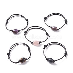 Natural Gemstone Beaded Cord Bracelet, Adjustable Friendship Bracelet for Women, Inner Diameter: 2-1/2~3-1/2 inch(6.5~8.9cm)(BJEW-JB07682)
