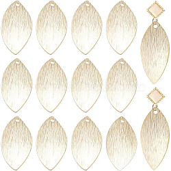 Brass Charms, Leaf, Real 24K Gold Plated, 23x11x1mm, Hole: 1.2mm, 40pcs/box(KK-BC0008-90)