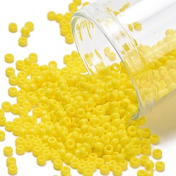 MIYUKI Round Rocailles Beads, Japanese Seed Beads, (RR404) Opaque Yellow, 11/0, 2x1.3mm, Hole: 0.8mm, about 1100pcs/bottle, 10g/bottle(SEED-JP0008-RR0404)