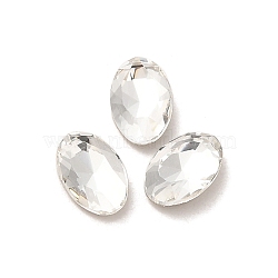 Glass Rhinestone Cabochons, Point Back & Back Plated, Faceted, Oval, Crystal, 6x4x2mm(RGLA-P037-08A-001)