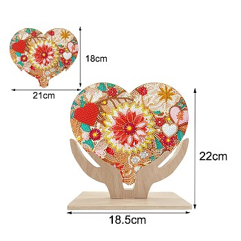 Heart DIY Display Decor Diamond Painting Kits, Including Acrylic & Wood Display Decorations, Resin Rhinestones, Diamond Sticky Pen, Tray & Glue Clay, Colorful, 220x185mm