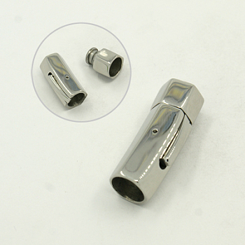 304 Stainless Steel Magnetic Clasps, Bayonet Clasps, Column, Stainless Steel Color, 30x10mm, Hole: 7mm