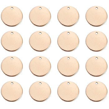 304 Stainless Steel Charms, Stamping Blank Tags, Smooth Surface, Flat Round, Golden, 15x1mm, Hole: 1mm, 30pcs/box