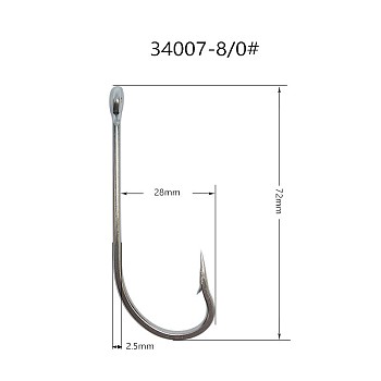 Stainless Steel Fishing Hooks, Long Shank J Fishing Hooks, for Freshwater Saltwater Fishing, Gunmetal, 72x2.5mm