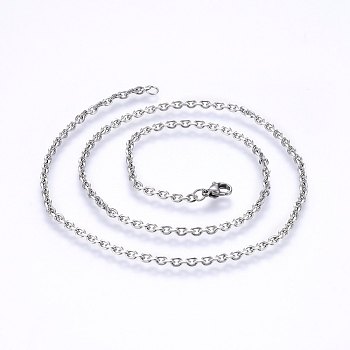 304 Stainless Steel Cable Chain Necklaces, Stainless Steel Color, 17.71 inch(45cm), 1.4mm 