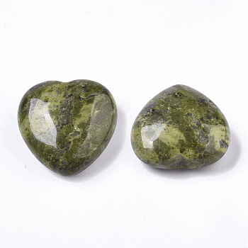Natural Unakite Heart Love Stone, Pocket Palm Stone for Reiki Balancing, 30x30.5x12.5mm