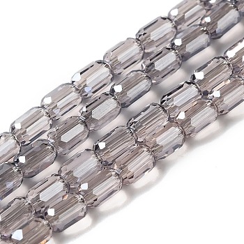 Electroplate Glass Beads Strands, Faceted, AB Color, Column, Slate Gray, 3x5mm, Hole: 1mm, about 79pcs/strand, 15.75~16.14''(40~41cm)