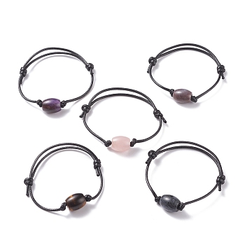 Natural Gemstone Beaded Cord Bracelet, Adjustable Friendship Bracelet for Women, Inner Diameter: 2-1/2~3-1/2 inch(6.5~8.9cm)