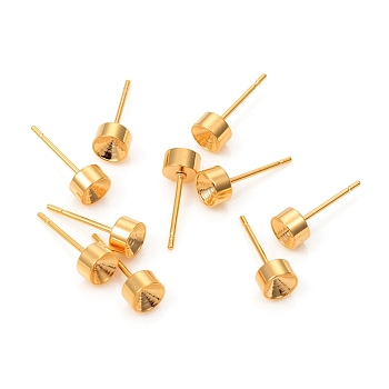 304 Stainless Steel Stud Earring Settings, Rhinestone Settings, for Pointed Back Rhinestone, Golden, 5mm, Pin: 0.8mm, Fit for 4mm Rhinestone