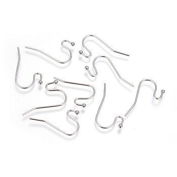 Tarnish Resistant 304 Stainless Steel Earring Hooks, Stainless Steel Color, 22x13mm, 21 Gauge, Pin: 0.7mm