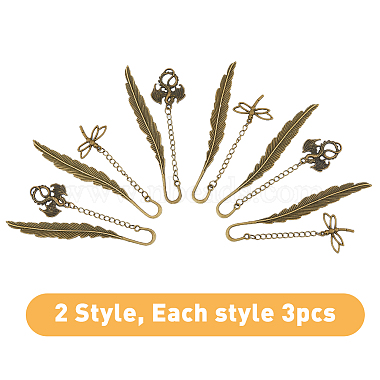 SUPERFINDINGS 6Pcs Tibetan Style Alloy Pendant Bookmarks(AJEW-FH0002-98A)-3