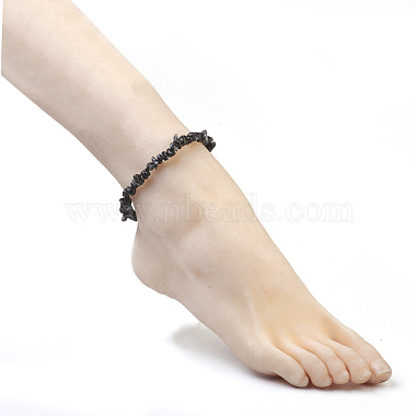 Natural Snowflake Obsidian Chip Beads Anklets(AJEW-AN00229-04)-4