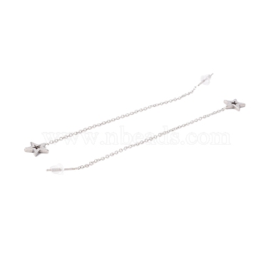 Long Chain with Star Dangle Stud Earrings(EJEW-A067-12P)-3