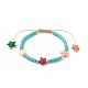 Dyed Synthetic Turquoise(Dyed) Heishi Beaded Bracelets with Dyed Synthetic Coral Starfish(BJEW-JB09194-01)-1