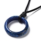 collier pendentif bague en lapis-lazuli naturel avec cordons cirés(NJEW-R262-01A-04)-3