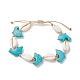 Natural Shell & Synthetic Turquoise Braided Bead Anklets(AJEW-AN00562-01)-1