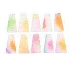 Dyed Natural Quartz Carved Pendants, Trapezoid Charms, Mixed Color, 38x20~22.5x4mm, Hole: 1~1.2mm(GG-CBA0022-01)