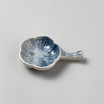 Flower Ceramics Ink Dish, for Watercolor Mixing Palette Paint, Marine Blue, 111x73x23mm(AJEW-WH20020-510B)