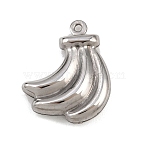 Fruit 304 Stainless Steel Pendants, Stainless Steel Color, Banana, 17.5x14x3.5mm, Hole: 1mm(STAS-P418-03D-P)