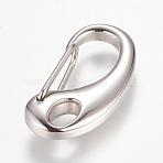 Tarnish Resistant 304 Stainless Steel Push Gate Snap Keychain Clasp Findings, Self Closing Clasps, Stainless Steel Color, 32x17x7mm, hole: 7x5mm(STAS-K149-14P)