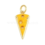 Brass Enamel Pendants, Triangle Chees Charms, Golden, Gold, 17x8.5x3.5mm, Hole: 3mm(KK-CBA95AE-01A)