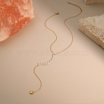 304 Stainless Steel Crystal Rhinestone Heart Long Tassel Y Necklaces for Women, Golden, 15.75 inch(40cm)(SA-CBA48C7-05G)