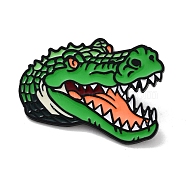 Crocodile Alloy Enamel Pin Brooch, for Backpack Clothes, Green, 31.5x41.5x1.4mm(JEWB-C029-11)