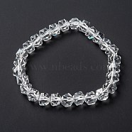 Glass Beads Stretch Bracelets, Faceted, Polygon, Clear, Beads: 7~7.5x7~7.5mm, Inner Diameter: 2 inch(5cm)(BJEW-I296-11C-01)