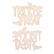 Trick or Treat Halloween Blank Wooden Cutouts Ornaments, for Halloween Hanging Decoration, Kids Crafts DIY Party Supplies, BurlyWood, 67x91x2mm, Hole: 2.5mm, Rope: 320x1mm(WOOD-L010-03)