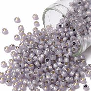 TOHO Round Seed Beads, Japanese Seed Beads, (PF2122) PermaFinish Light Amethyst Opal Silver Lined, 8/0, 3mm, Hole: 1mm, about 10000pcs/pound(SEED-TR08-PF2122)
